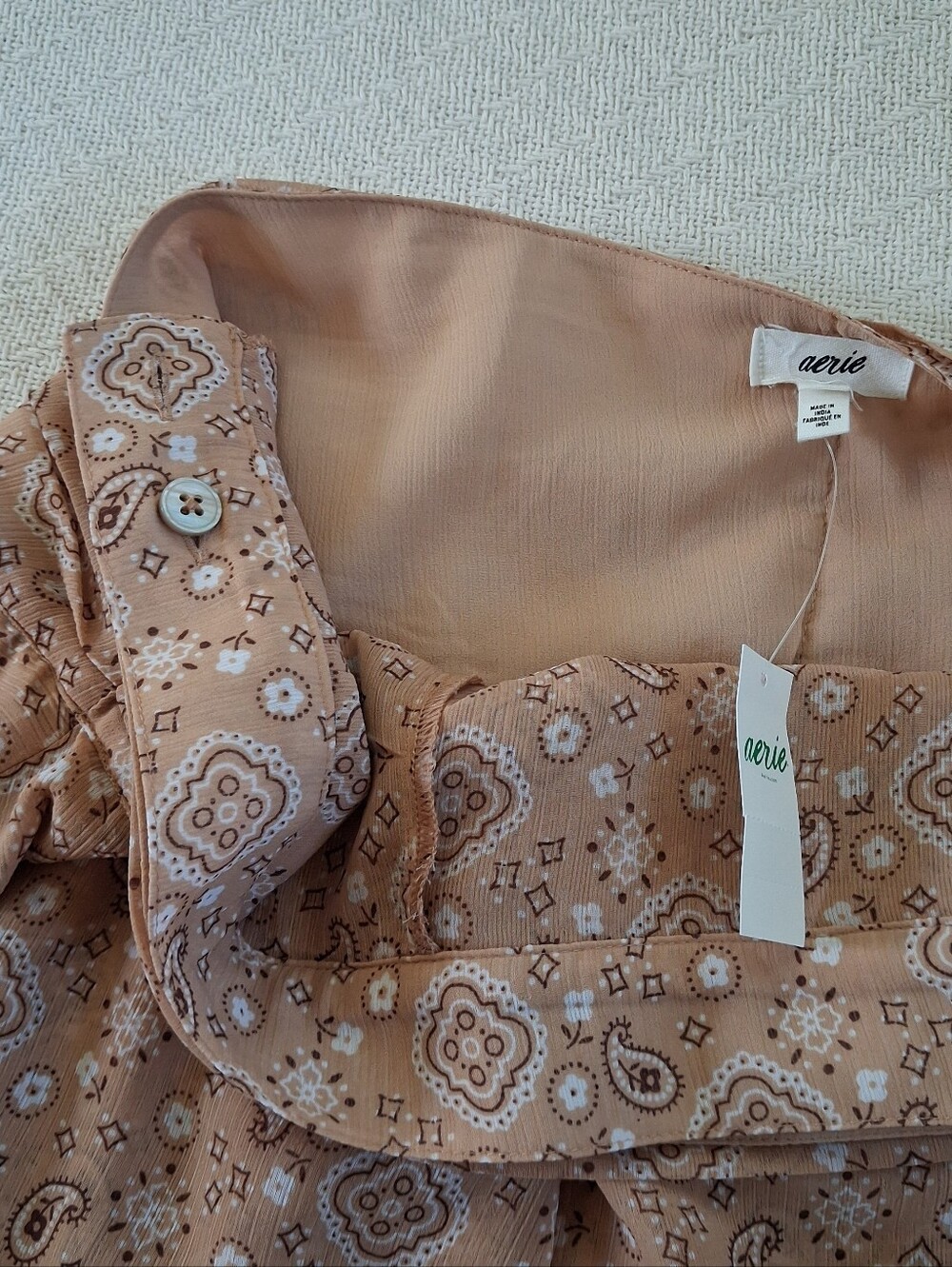 aerie ♡ wrap mini skirt brown paisley extra large lined - Picture 5 of 12